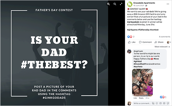Crossdale apartments father's day hashtag contest