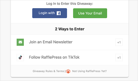 tiktok giveaway bonus action join an email newsletter