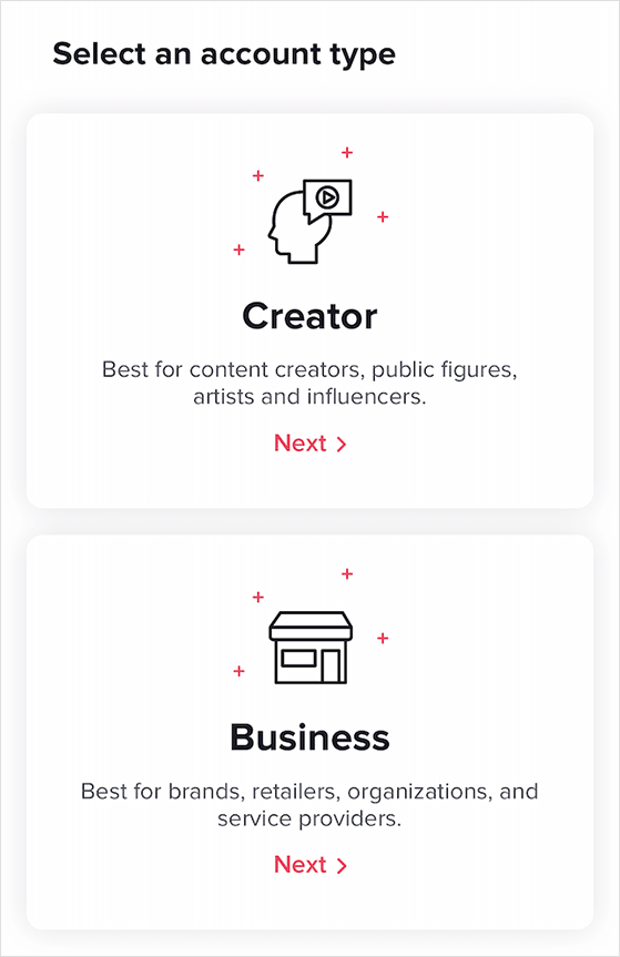 Choose a tiktok business account to add links to your bio