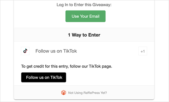 TikTok giveaway follow action  RafflePress