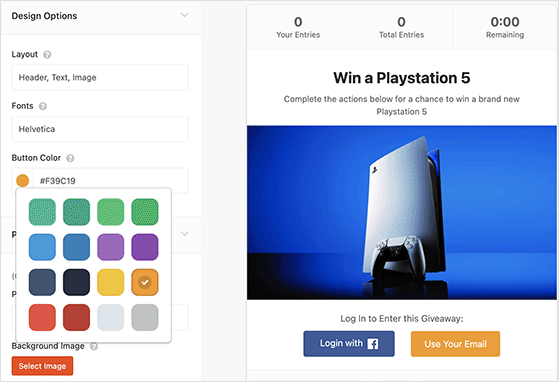 Customize your giveaway widget
