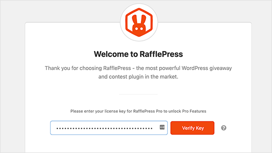RafflePress welcome screen