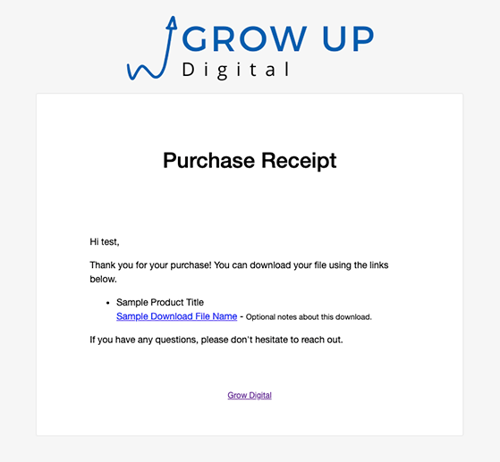 new custom purchase receipt email