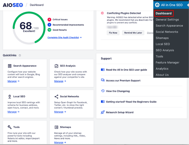 all in one seo dashboard site audit