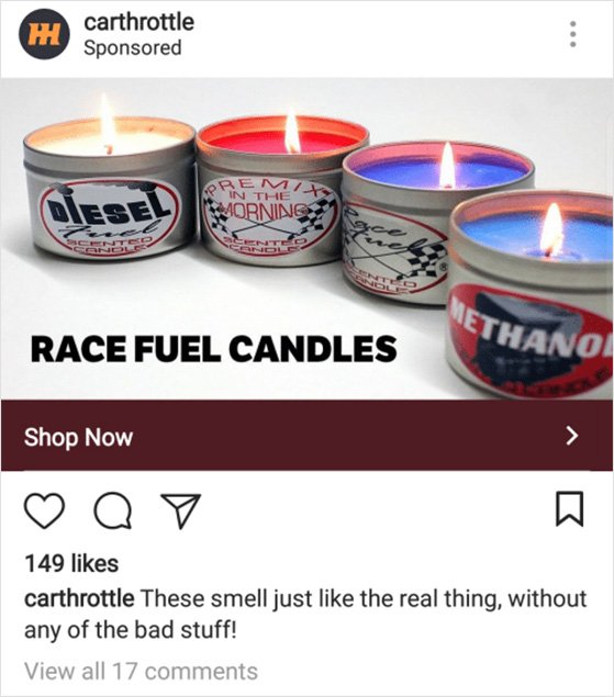 Instagram ad to promote candles