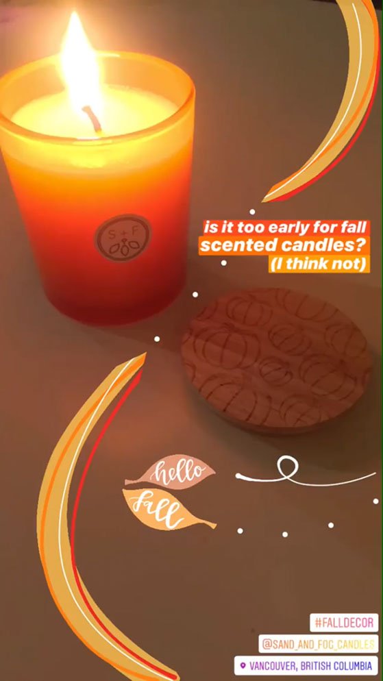 Use Instagram stories to promote candles