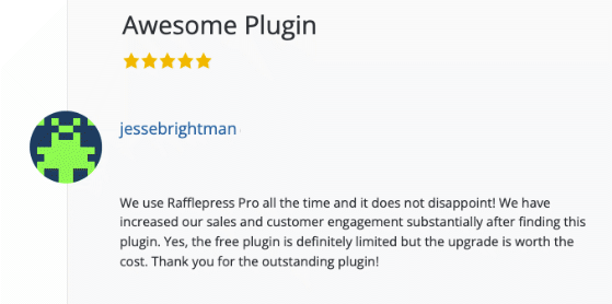 RafflePress 5 star review