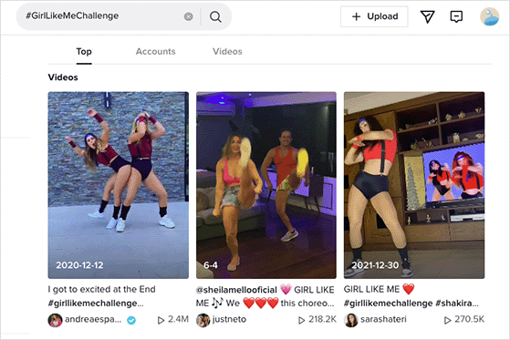 Shakira's #GirlLikeMe branded hashtag challenge on TikTok