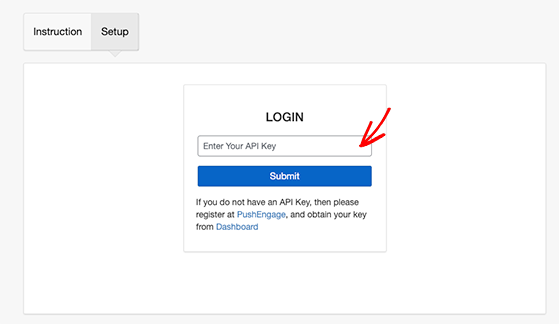 Add the PushEngage API key to your WordPress site