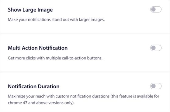 Configure your notification image, CTA buttons, and duration.