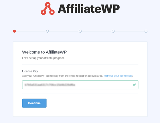 Complete the AffiliateWP setup wizard