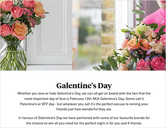 Galentine's day giveaway example