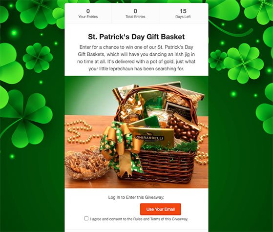 St Patrick's Day giveaway example