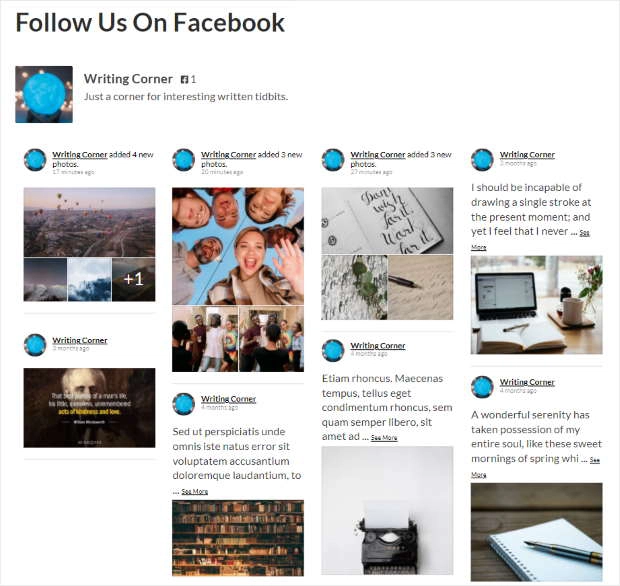 Facebook feed widget example