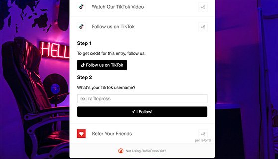 Follow on TikTok entry action