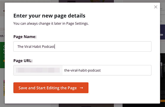 Enter your podcast landing page name