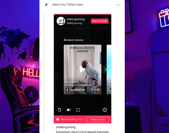 watch a tiktok video on giveaway landing page