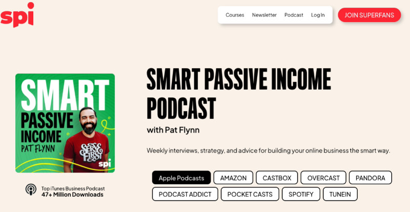 spi-podcast-landing-page - RafflePress Smart Passive Income podcast landing page example