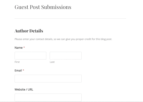 Guest post submission form example