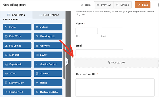 Website URL form field