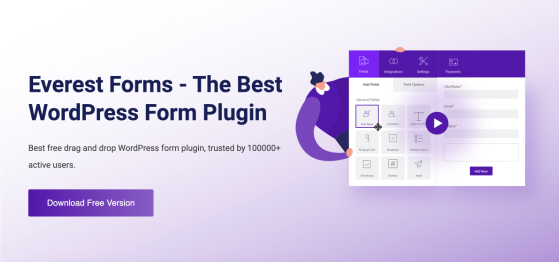 Everest forms free WordPress form builder