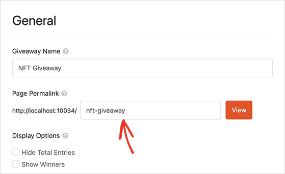 RafflePress giveaway page permalink
