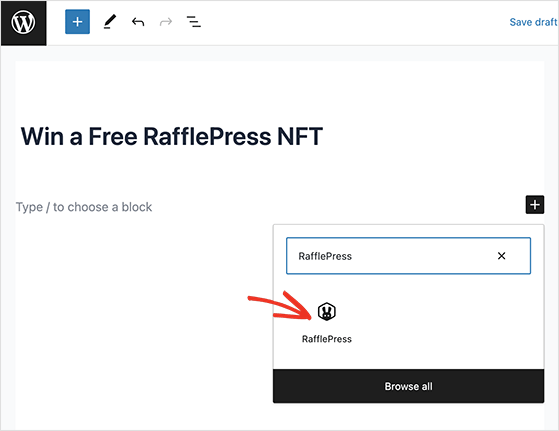 RafflePress WordPress block