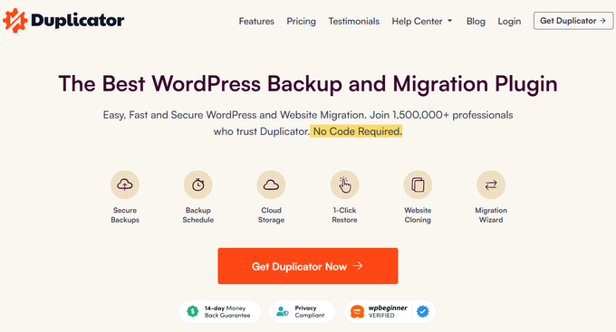 Duplicator WordPress backup plugin