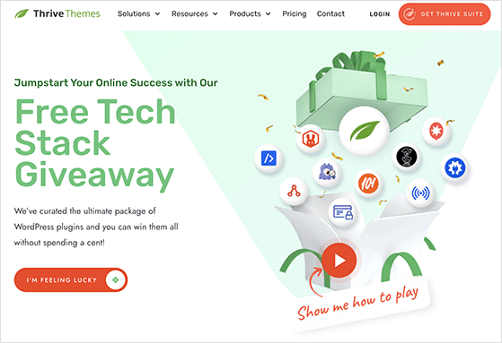 Thrive giveaway landing page