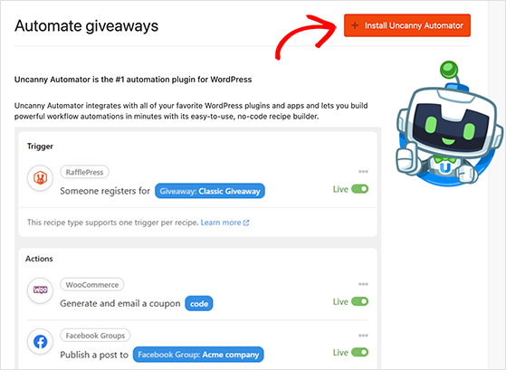 install Uncanny Automator for RafflePress
