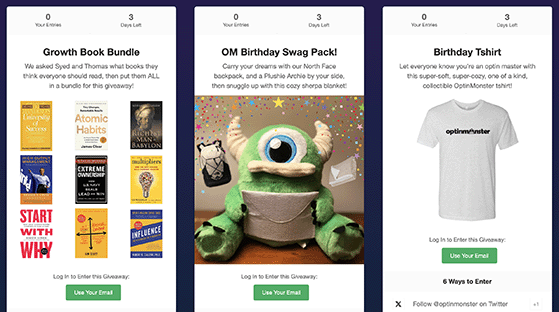 OptinMonster Birthday giveaway RafflePress