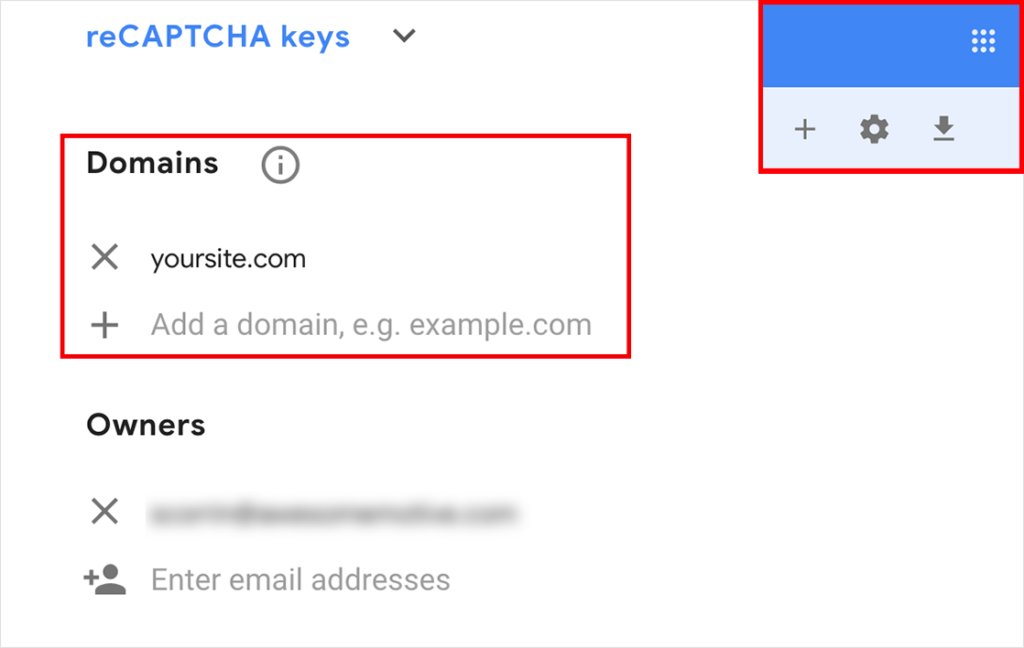 Verify your site's domain name in Google reCAPTCHA