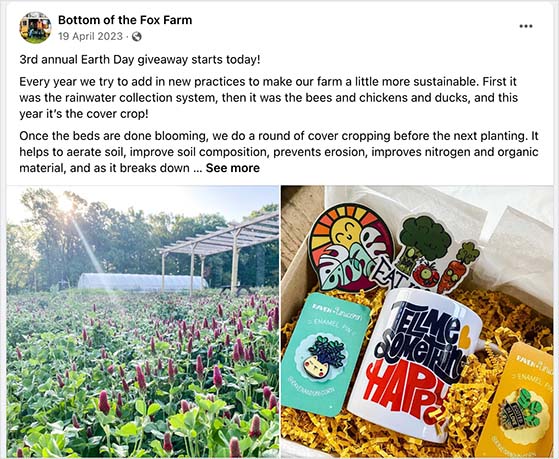 Facebook earth day giveaway post example