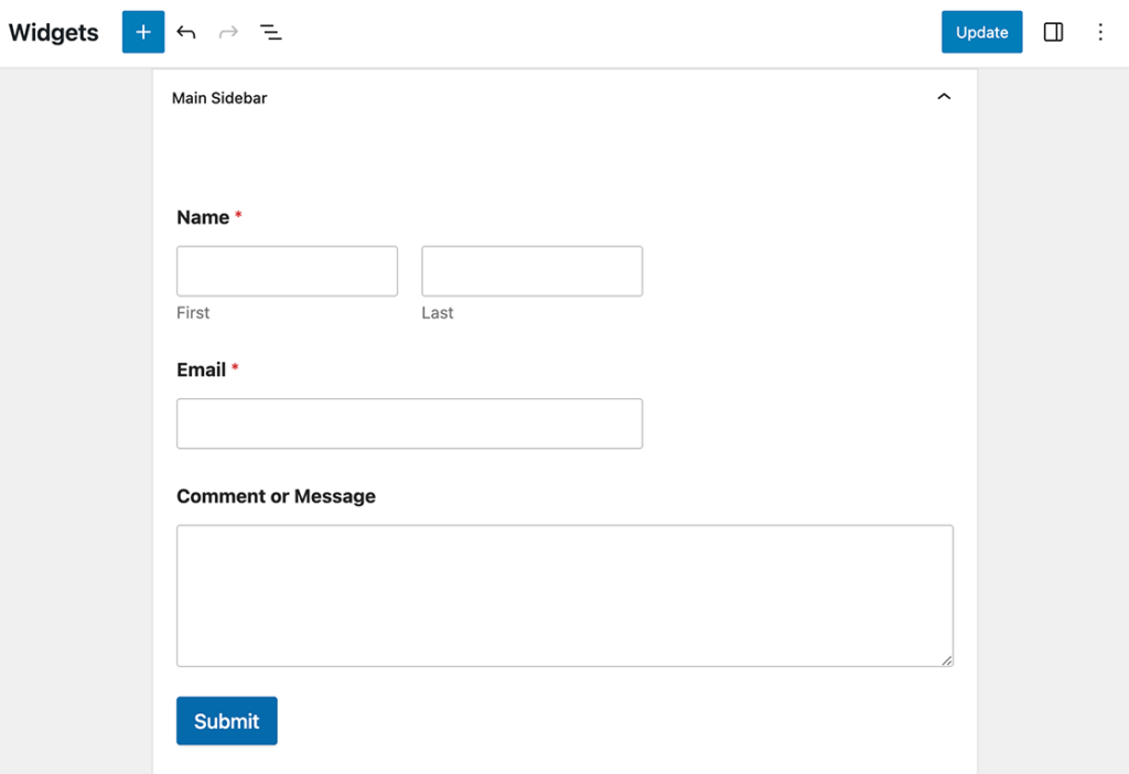 Contact form in WordPress sidebar