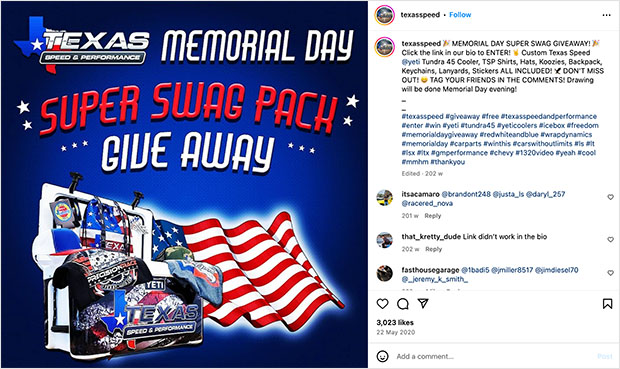  Memorial day giveaway example