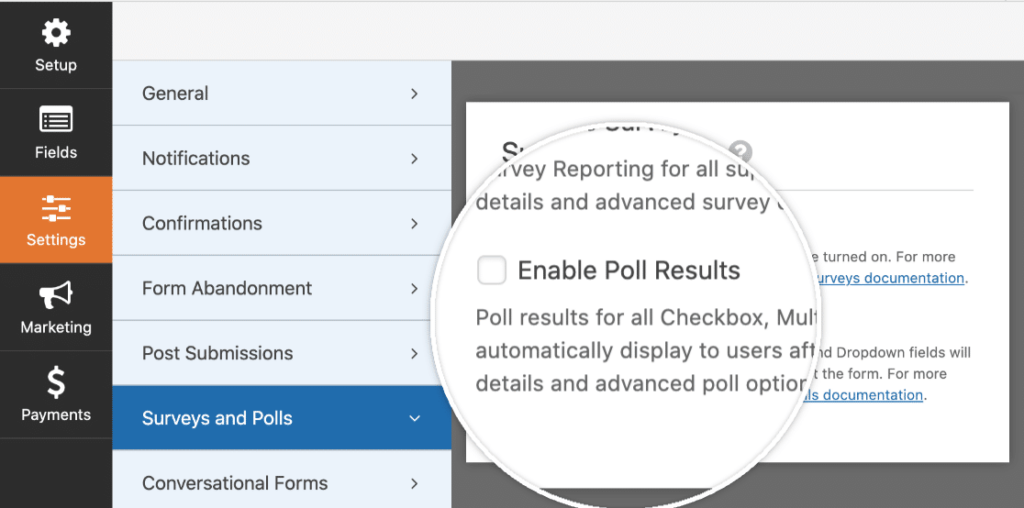 Enable poll results for your form