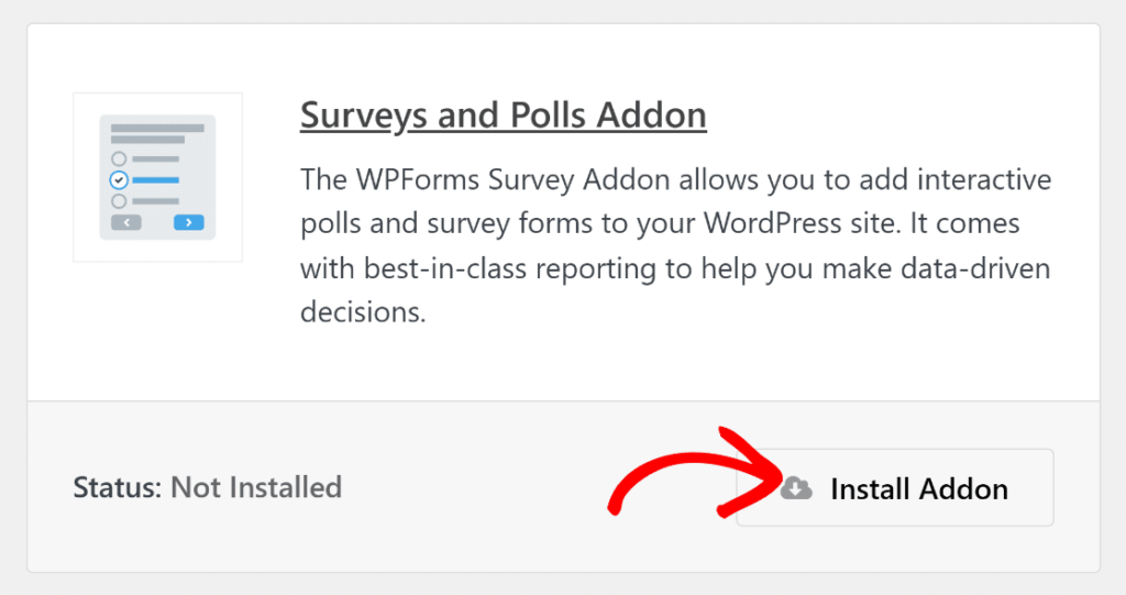 Install WPForms surveys and polls addon
