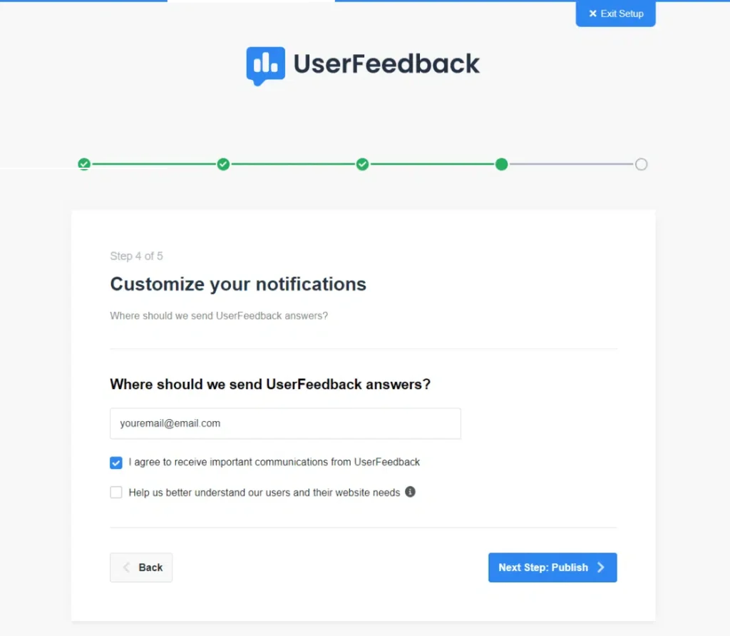 Customize notifications in UserFeedback