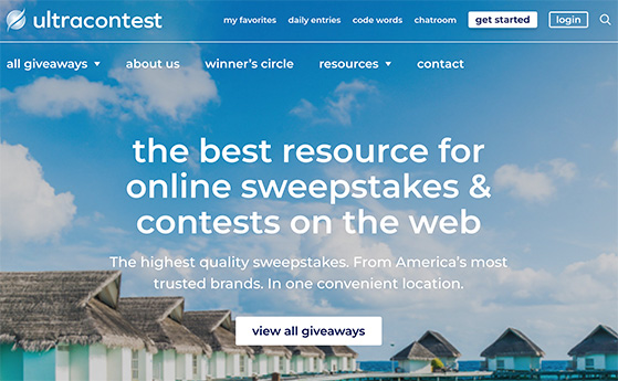 UltraContest sweepstakes website