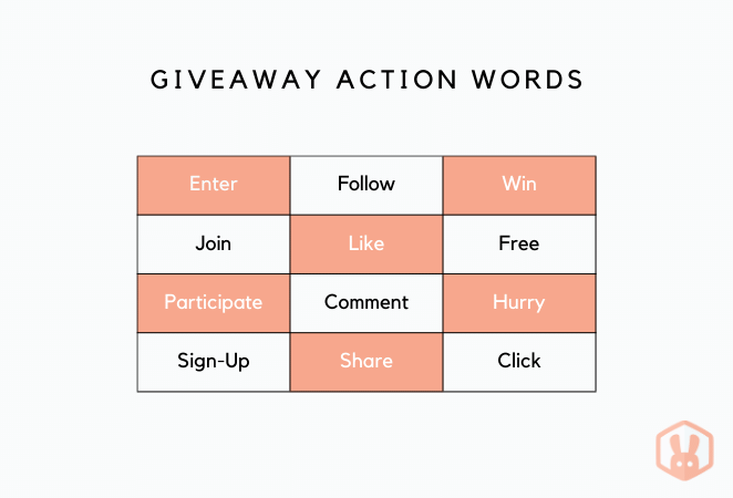 giveaway action words