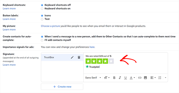 Setting up your trustpilot signature in gmail