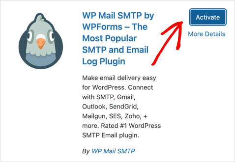 Activate the WP Mail SMTP plugin