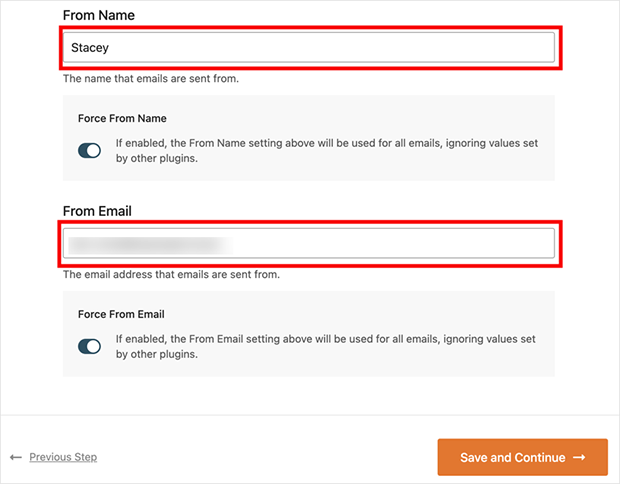 Set a from name and from email in WP Mail SMTP