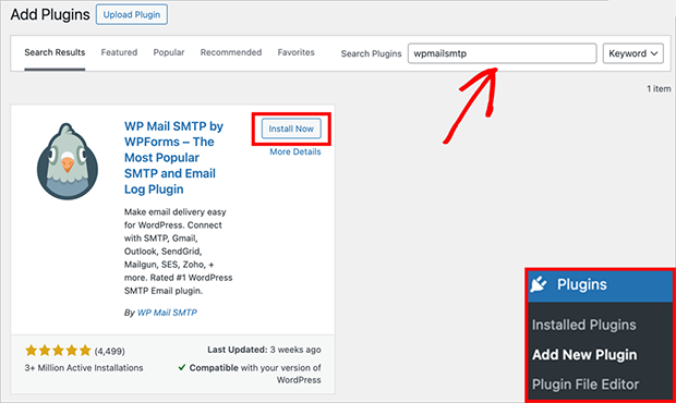 Install WP Mail SMTP in WordPress