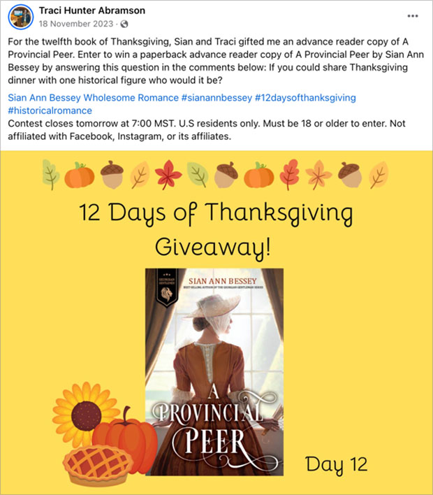 12 days of thanksgiving giveaway