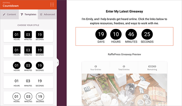 Countdown timer templates.