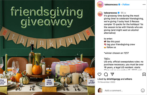 Friendsgiving giveaway ideas