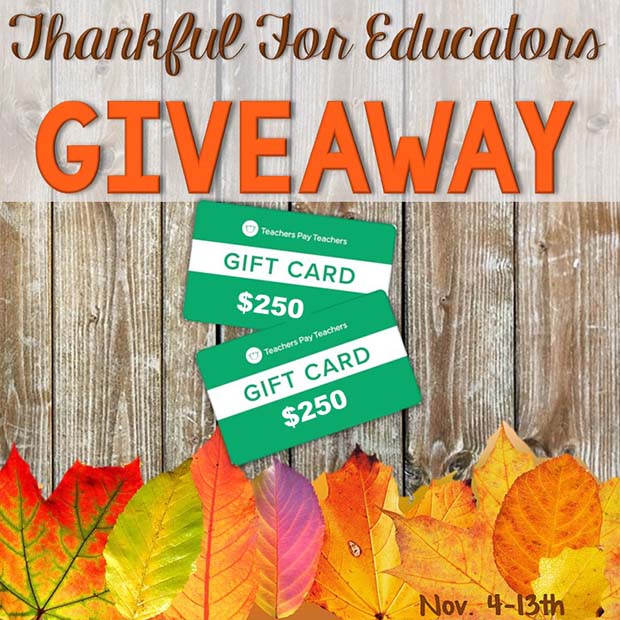 Thankful for teachers thanksgiving giveaway ideas