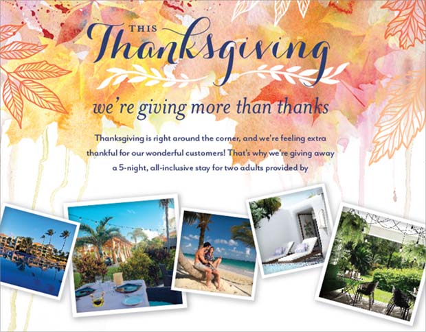 Thanksgiving giveaway ideas: a 5 night all inclusive stay for 2 adults