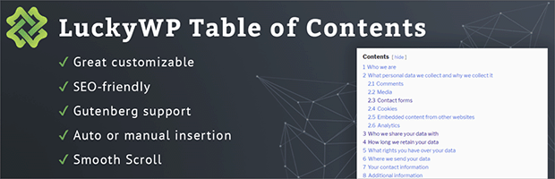 LuckyWP Table of Contents